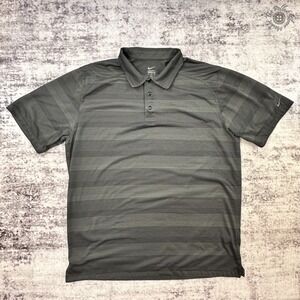 Nike Dri-Fit Golf Polo Shirt Men's XL Gray Black Striped Performance